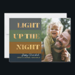 Hanukkah Gold Light Up Night Photo Holiday Card<br><div class="desc">Onze Hanukkah / Chanukah Gold Light up The Night Holiday card is een elegante, klastige en feestelijke manier om uw wensen over de Hanukkah / Chanokah te delen met vrienden, familie & klanten dit vakantieseizoen! Met ruimte om u aan te passen met jouw naam en Foto. Vragen? ons of e-mail:...</div>