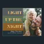 Hanukkah Gold Light Up Night Photo Holiday Card<br><div class="desc">Onze Hanukkah / Chanukah Gold Light up The Night Holiday card is een elegante, klastige en feestelijke manier om uw wensen over de Hanukkah / Chanokah te delen met vrienden, familie & klanten dit vakantieseizoen! Met ruimte om u aan te passen met jouw naam en Foto. Vragen? ons of e-mail:...</div>