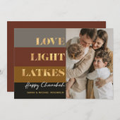 Hanukkah Gold Love Light Latkes Custom Photo Card (Voorkant / Achterkant)