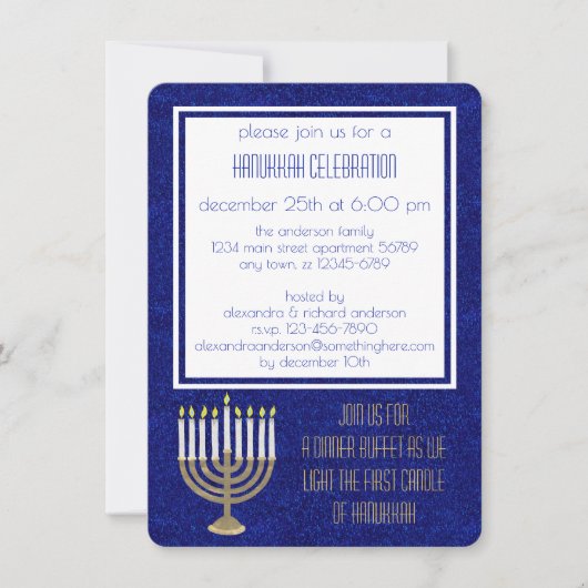 Hanukkah Gold Menorah Hanukkah Sameach Dinner Kaart (Voorkant)