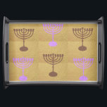 Hanukkah Gold Menorah licht Festival decoratie Dienblad<br><div class="desc">Serving Tray Hanukkah licht Festival decoration for Art & Home, Kitchen & Dining, Cookware & Serveware, Serving Tray for Hanukkah Festival en Jewish Holiday, Jubileum, Wedding Day, Bar Mitzvah, Bat Mitzvah, Rosh Hashanah Celebration, Artwork design met "Chanokiah of Hanukkiah" Decoratie Standaard, Gold Menorah illustratie, Rustic, Bokeh Lights, Papiertextuur, Craft Texture,...</div>