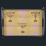 Hanukkah Gold Menorah licht Festival decoratie Dienblad<br><div class="desc">Serving Tray Hanukkah licht Festival decoration for Art & Home, Kitchen & Dining, Cookware & Serveware, Serving Tray for Hanukkah Festival en Jewish Holiday, Jubileum, Wedding Day, Bar Mitzvah, Bat Mitzvah, Rosh Hashanah Celebration, Artwork design met "Chanokiah of Hanukkiah" Decoratie Standaard, Gold Menorah illustratie, Rustic, Bokeh Lights, Papiertextuur, Craft Texture,...</div>