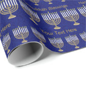Hanukkah Gold Menorah Patroon Personaliseer dit Cadeaupapier (Rol Hoek)