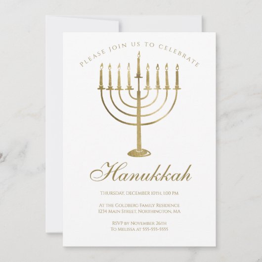 Hanukkah Gold Menorah Star van David Celebration Kaart (Voorkant)
