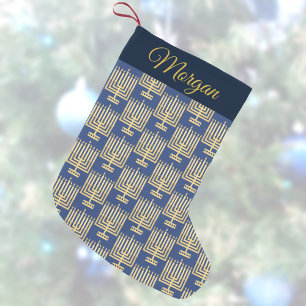 Hanukkah Gold Pattern Add Jouw naam Chrismukkah Kleine Kerstsok