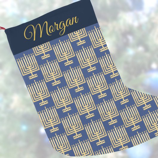 Hanukkah Gold Pattern Add Jouw naam Chrismukkah Kleine Kerstsok