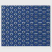 Hanukkah Gold Star van David op Blue Pattern Cadeaupapier (Vlak)