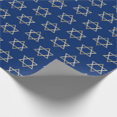 Hanukkah Gold Star van David op Blue Pattern Cadeaupapier (Hoek)