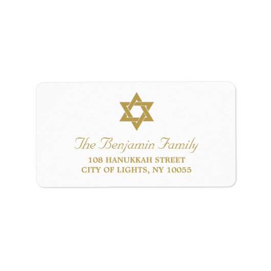 Hanukkah Gold Star van David Simple Holiday Addres Etiket (Voorkant)