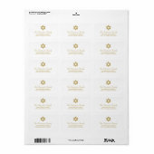 Hanukkah Gold Star van David Simple Holiday Addres Etiket (Full Sheet)