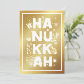 HANUKKAH Gold Wenskaart (Staand voorkant)