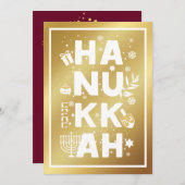HANUKKAH Gold Wenskaart (Voorkant / Achterkant)