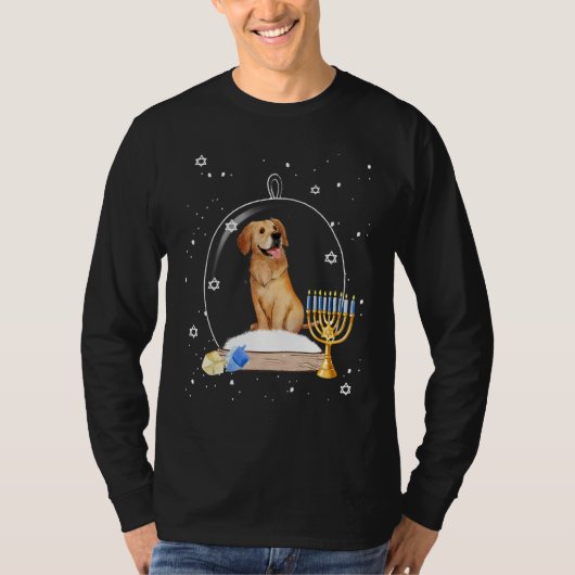 Hanukkah Golden Retriever Dog Snow Globe Pajama T-shirt (Voorkant)