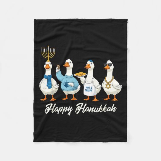 Hanukkah Goose Happy Hanukkah Menorah Dreidel Jewi Fleece Deken (Voorkant)
