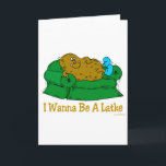 HANUKKAH GRAPPIGE CADEAUS 'IK WIL EEN LATKE ZIJN' FEESTDAGEN KAART<br><div class="desc">GEEF DEZE GRAPPIGE JOODSE HUMOR HANUKKAH CADEAUS AAN IEDEREEN ALS UNIEKE CHANOEKA CADEAUS. ELKE AARDAPPELZETMEEL WIL ECHT EEN LATKE ZIJN.</div>