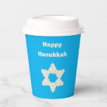 Hanukkah Greeting with Flowers Papieren Bekers<br><div class="desc">Een ontwerp voor de joodse vakantie Hanukkah,  of het "festival van lichten" zoals het vaak wordt genoemd.</div>