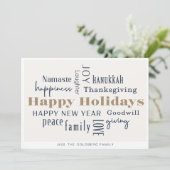 Hanukkah Greetings Holiday Blue Gold Feestdagenkaart (Staand voorkant)