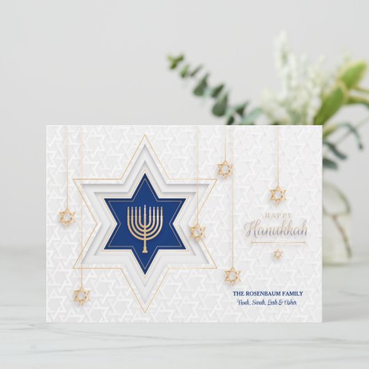 Hanukkah Greetings Holiday Kaart (Staand voorkant)