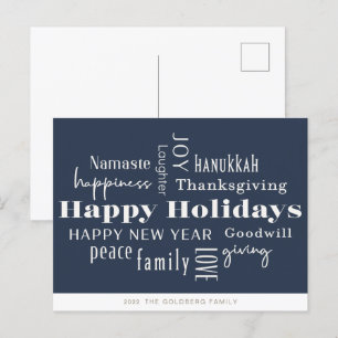 Hanukkah Greetings Holiday Navy Gold Briefkaart