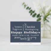 Hanukkah Greetings Holiday Navy Gold Briefkaart (Staand voorkant)