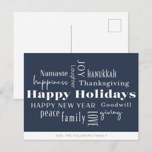 Hanukkah Greetings Holiday Navy Gold Briefkaart (Voorkant / Achterkant)