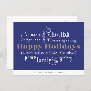 Hanukkah Greetings Holiday Royal Blue Briefkaart