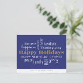 Hanukkah Greetings Holiday Royal Blue Briefkaart (Staand voorkant)