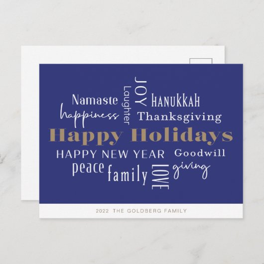 Hanukkah Greetings Holiday Royal Blue Briefkaart (Voorkant / Achterkant)