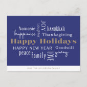 Hanukkah Greetings Holiday Royal Blue Briefkaart (Voorkant)