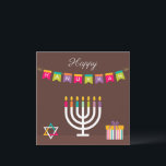 Hanukkah Greetings Notitiekaartje<br><div class="desc">Gelukkige Chanoeka,  kleurrijk ontwerp.</div>
