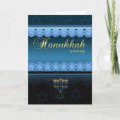 Hanukkah Groeten - Blauw Stijlvol - Hanukkah Kaart (Voorkant)