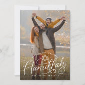 Hanukkah hand belettering foto feestdagenkaart (Voorkant)