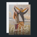 Hanukkah hand belettering foto feestdagenkaart<br><div class="desc">Pas aan met jouw naam,  jaar,  voeg meer tekst en foto's toe aan de achterkant. Originele handschrift van Becky Nimoy</div>