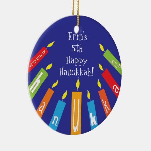 Hanukkah Happy Colorful Candles Ornament (Rechts)