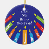 Hanukkah Happy Colorful Candles Ornament (Voorkant)