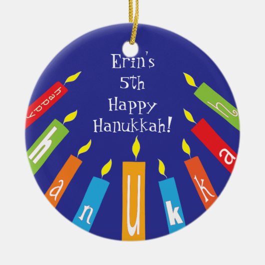 Hanukkah Happy Colorful Candles Ornament (Voorkant)