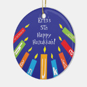 Hanukkah Happy Colorful Candles Ornament (Links)