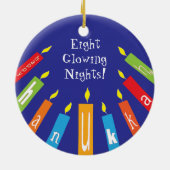 Hanukkah Happy Colorful Candles Ornament (Achterkant)