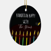 Hanukkah Happy Colorful Menorah Candles Keramisch Ornament (Rechts)