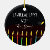 Hanukkah Happy Colorful Menorah Candles Keramisch Ornament (Achterkant)
