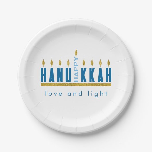 Hanukkah | Happy Hanukkah Menorah Custom Papieren Bordje (Voorkant)