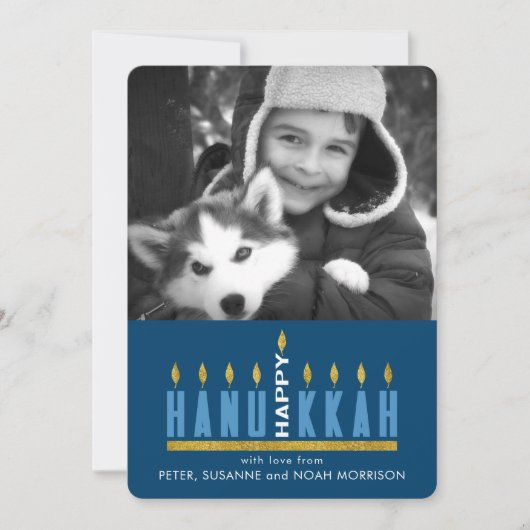 Hanukkah | Happy Hanukkah Menorah-fotokaart Kaart (Voorkant)