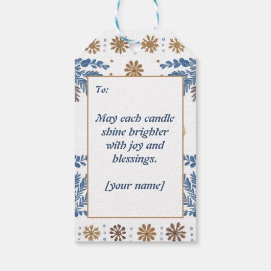 Hanukkah Harmony waterverf Lichtfestival Cadeaulabel (Achterkant)