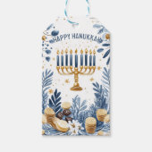 Hanukkah Harmony waterverf Lichtfestival Cadeaulabel (Voorkant)