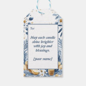 Hanukkah Harmony waterverf Lichtfestival Cadeaulabel (Achterkant)