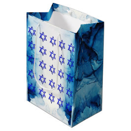 HANUKKAH HEBREW STARS Gift Bag personaliseren Medium Cadeauzakje