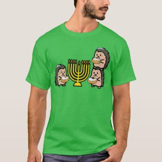 Hanukkah Hedgehogs Chanukah Jewish Men Women Boys T-shirt