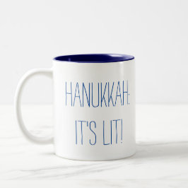 Hanukkah Het is Lit Tweekleurige Koffiemok