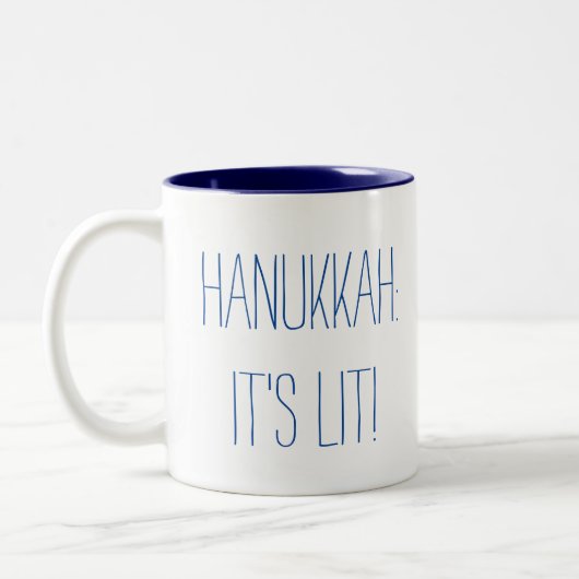 Hanukkah Het is Lit Tweekleurige Koffiemok (Links)