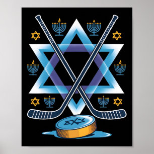 Hanukkah Hockey Menora Ster Vakantie Sport Festiva Poster